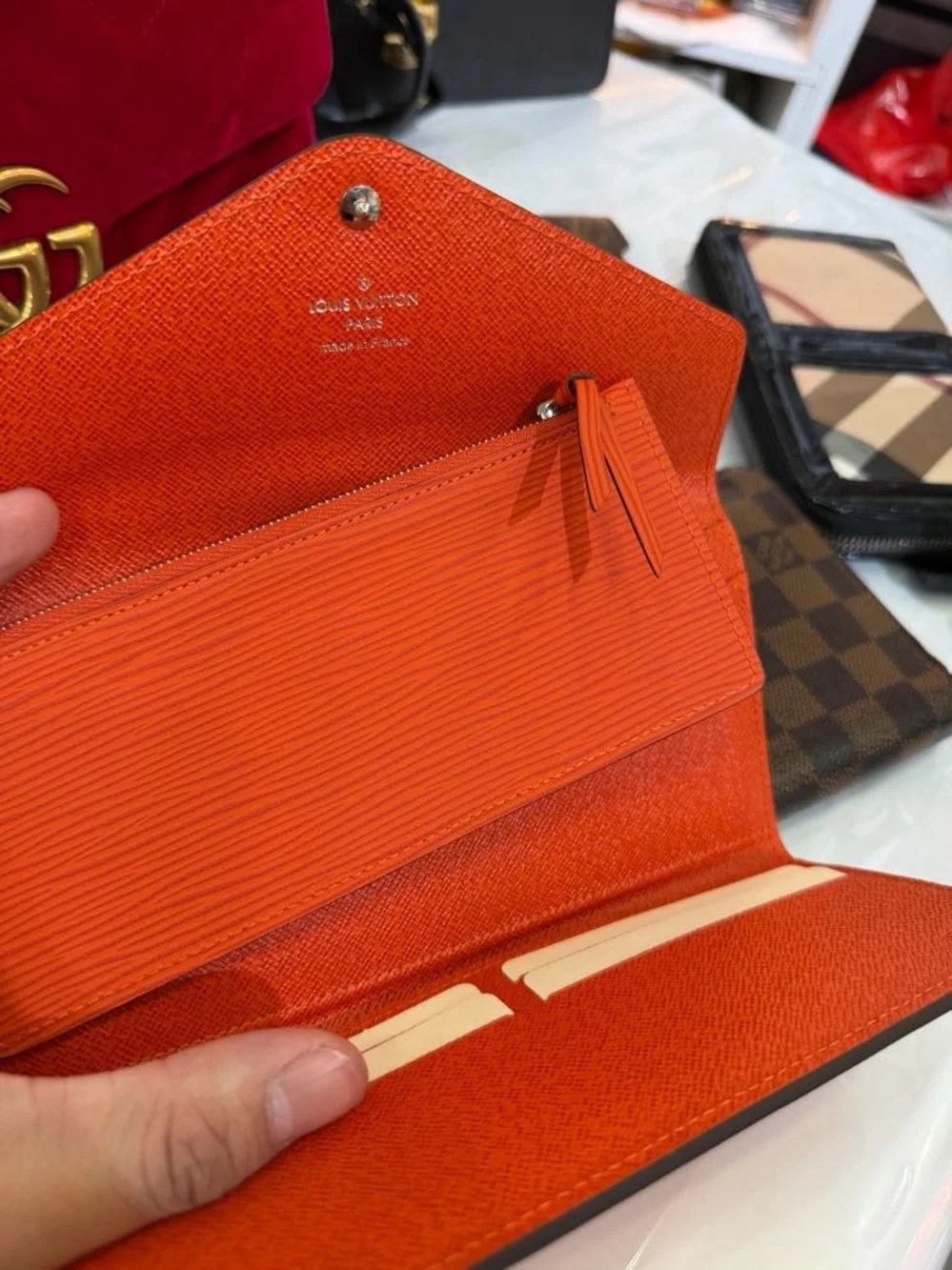 Louis Vuitton Orange Textured Envelope Wallet